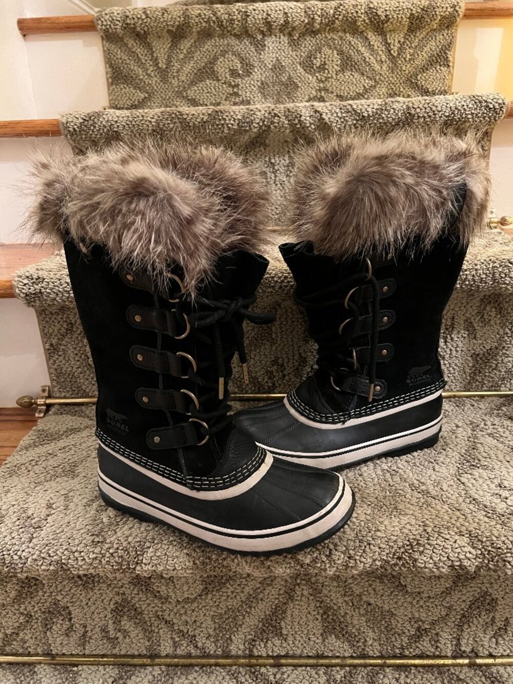 Women's Sorel Joan of Arctic Black Quarry Waterproof Snow Boots Size 7